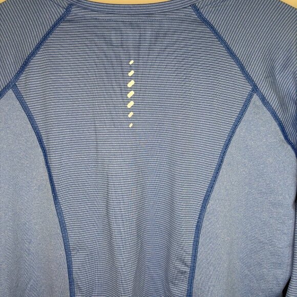 COLUMBIA Long Sleeve Performance Tee Womens L Blue Stripes Reflective Stretch - Picture 2 of 6
